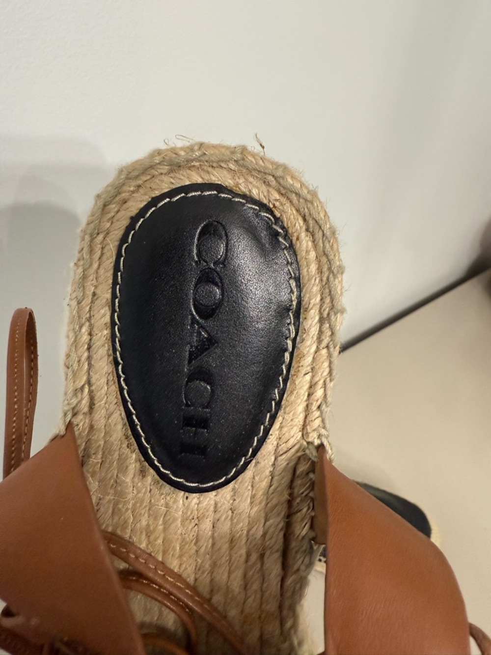 Coach Classic Lace-Up Espadrille Flats in Black and Brown - Picture 2 of 3